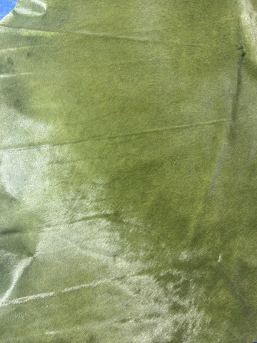 Dyed Green Cowhide Rug (has a stitch but hard to see) Size: 7x7 feet D-168