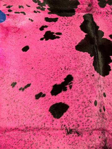 Black & White Cowhide Rug Dyed Pink Size: 7.5x7 feet D-175