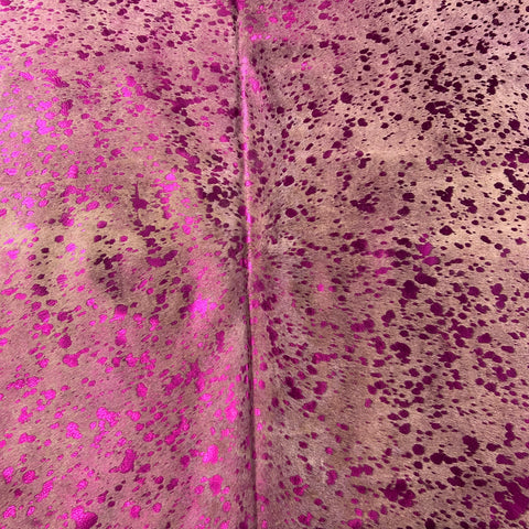 Pink Metallic Acid Washed Cowhide Rug  Size: 7x7 feet Y-179