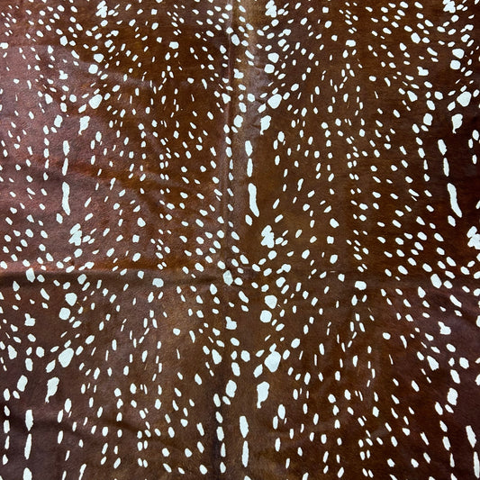Axis Deer Print (Dark background) Cowhide Rug Size: 7.5x5.7 feet Y-181