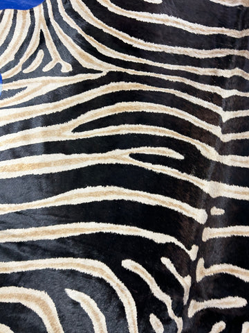 Genuine Zebra Cowhide Rug brown inner stripes Size: 7.2x5.7 feet D-179