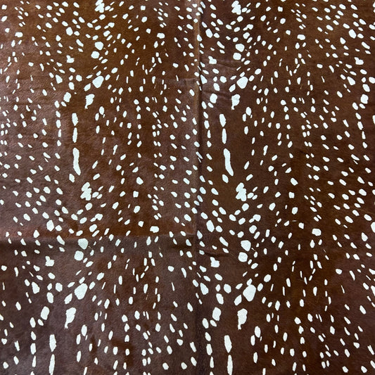 Axis Deer Print (Dark background) Cowhide Rug Size: 7.5x5.7 feet Y-182