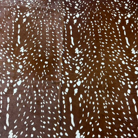 Axis Deer Print (Dark background) Cowhide Rug Size: 7.5x5.7 feet Y-182