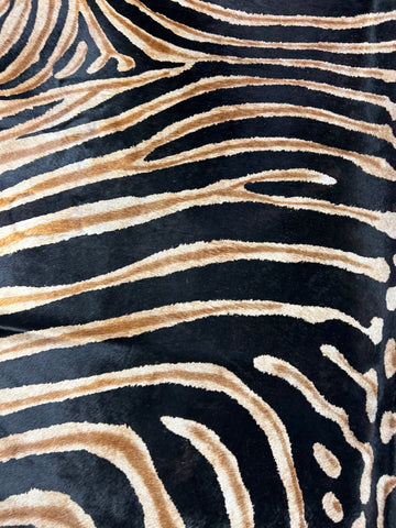 Dark Genuine Zebra Cowhide Rug Size: 7.2x6.2 feet D-184