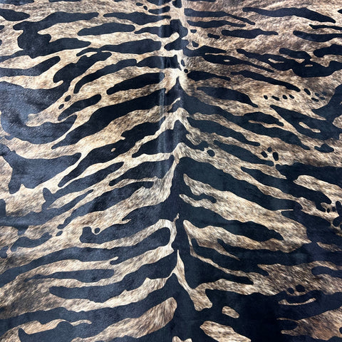 Tiger Brindle Cowhide Rug Size: 7x6.5 feet Y-081