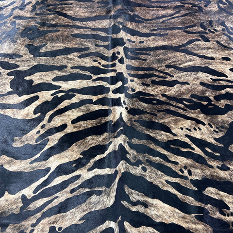 Tiger Brindle Cowhide Rug Size: 7x6.5 feet Y-081