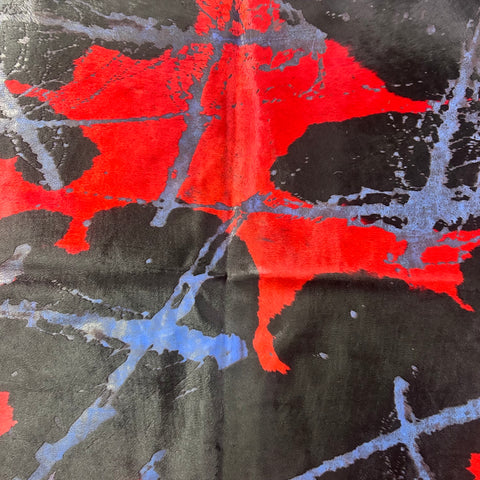 Dyed Red and Purple Acid Washed Cowhide Rug Size: 6.7x6.2 feet J-089