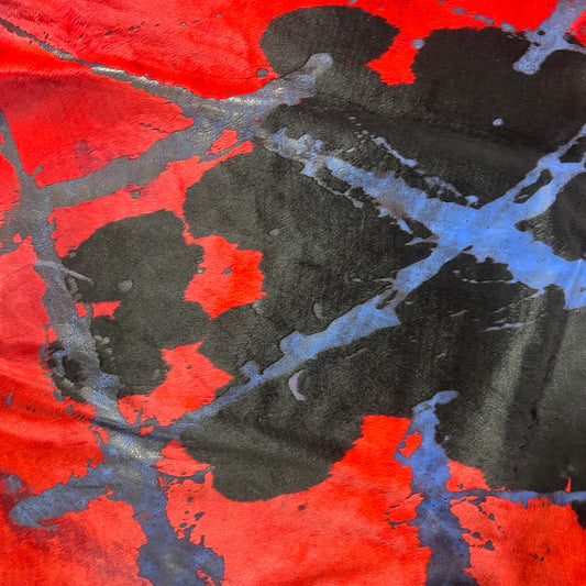 Dyed Red and Purple Acid Washed Cowhide Rug Size: 6.7x6.2 feet J-089