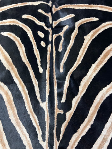 Dark Genuine Zebra Print Cowhide Rug Size: 7x6 feet D-201