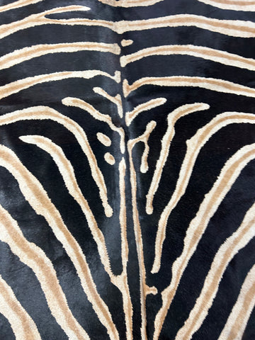 Dark Genuine Zebra Print Cowhide Rug Size: 7x6 feet D-202