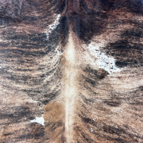 Brown and Beige Tricolor Cowhide Rug Size: 7x6.5 feet Z-060