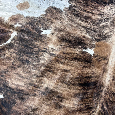 Brown and Beige Tricolor Cowhide Rug Size: 7x6.5 feet Z-060