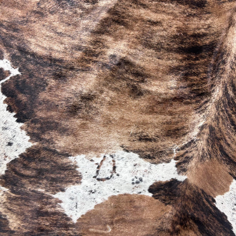 Brown and Beige Tricolor Cowhide Rug Size: 7x6.5 feet Z-060