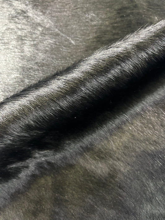 Solid Dyed Black Cowhide Rug Size: 5x5.2 feet D-209