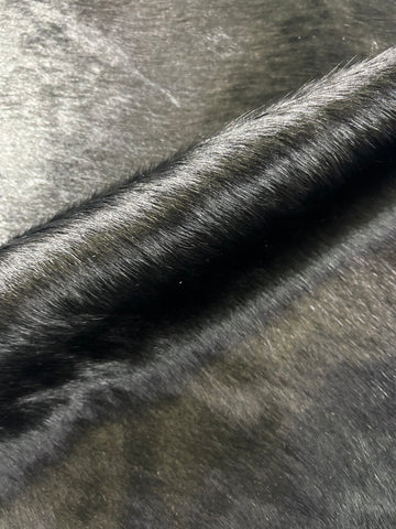 Solid Dyed Black Cowhide Rug Size: 5x5.2 feet D-209