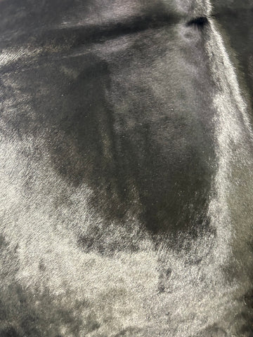 Solid Dyed Black Cowhide Rug (gorgeous shiny hair) Size: 6x5 feet D-210