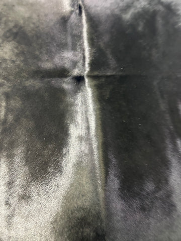 Solid Dyed Black Cowhide Rug (gorgeous shiny hair) Size: 6x5 feet D-210