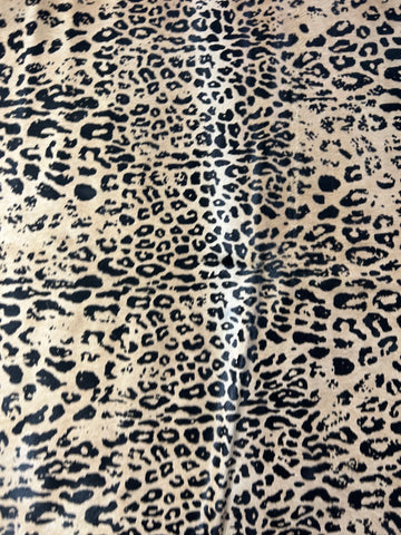 Vintage Leopard Cowhide Rug (beige background/some scars) Size: 7x5.2 feet D-214