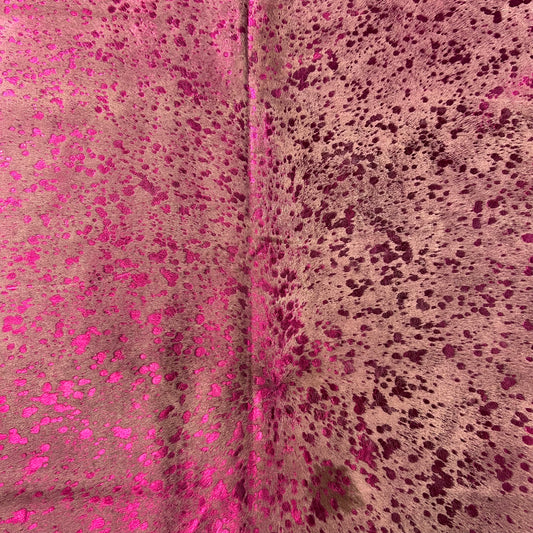 Pink Metallic Zebra Cowhide Rug Size: 5x4.2 feet J-095