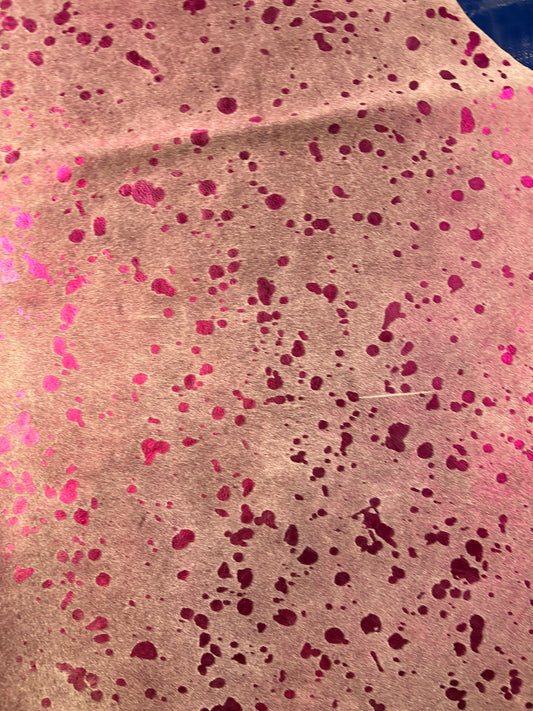 Small Pink Metallic Cowhide Rug Size: 5x5.5 feet D-220