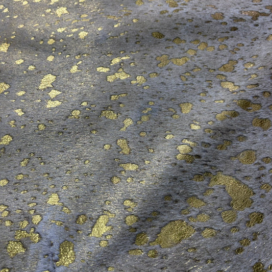 Gold Metallic Cowhide Rug Size: 6x6.5 feet J-097