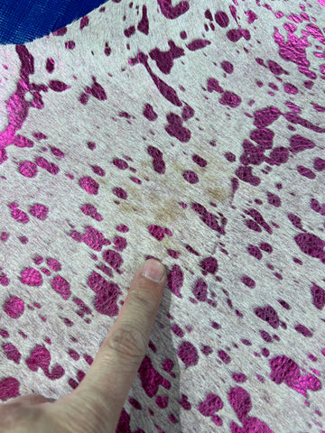 Small Pink Metallic Cowhide Rug Size: 5x5.2 feet D-221