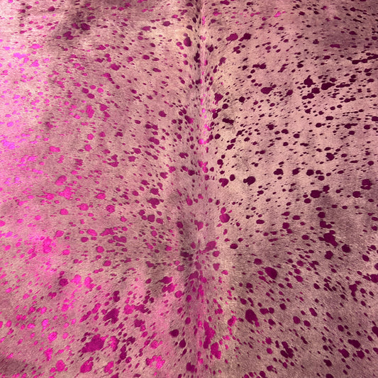Pink Metallic Zebra Cowhide Rug Size: 7x6.7 feet J-098