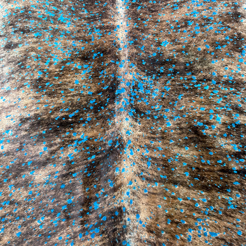 Brindle Turquoise Acid Washed Cowhide Rug Size: 8x6.5 feet Y-183