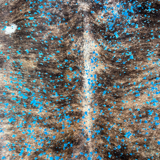 Brindle Turquoise Acid Washed Cowhide Rug Size: 8x6.5 feet Y-183