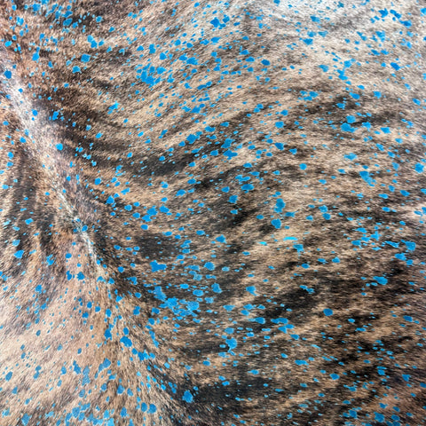 Brindle Turquoise Acid Washed Cowhide Rug Size: 7.7x6.5 feet Y-184