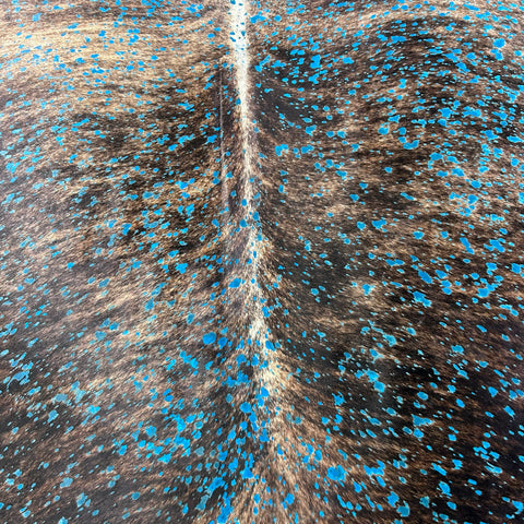 Brindle Turquoise Acid Washed Cowhide Rug Size: 7x6 feet Y-185