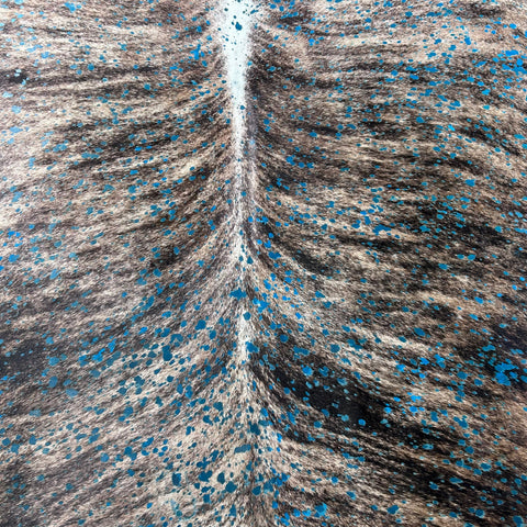 Brindle Turquoise Acid Washed Cowhide Rug Size: 8x7 feet Y-186