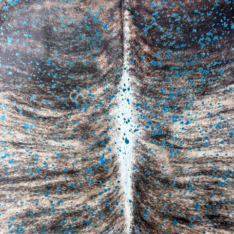 Brindle Turquoise Acid Washed Cowhide Rug Size: 8x7 feet Y-186