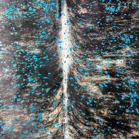 Brindle Turquoise Acid Washed Cowhide Rug Size: 7x6 feet Y-187