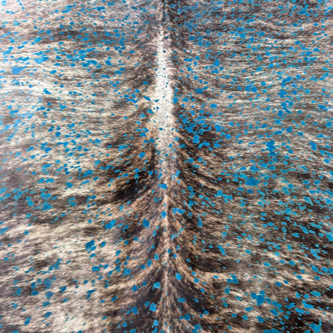 Brindle Turquoise Acid Washed Cowhide Rug Size: 7x6.7 feet Y-188