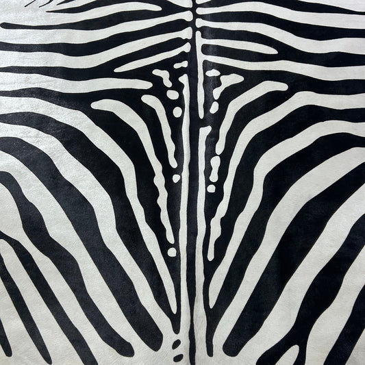 African Zebra Print Cowhide Rug (awesome quality) Size: 7x6.5 feet Z-202