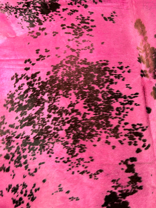 Speckled Cowhide Rug Dyed Pink Size: 7.7x7.7 feet D-228