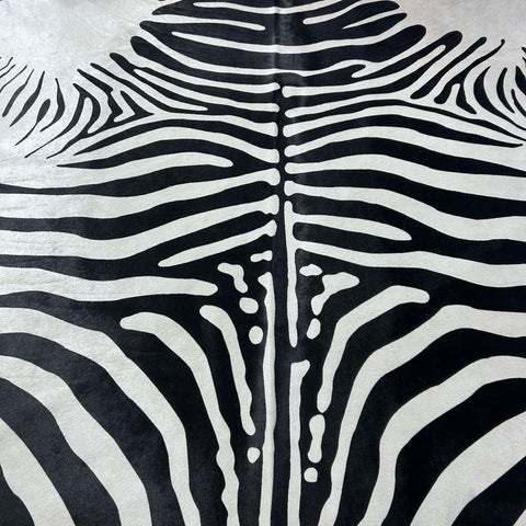 African Zebra Print Cowhide Rug (awesome quality) Size: 7x6.5 feet Z-202