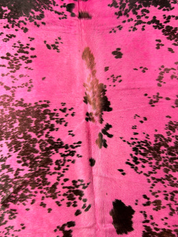 Speckled Cowhide Rug Dyed Pink Size: 7.7x7.7 feet D-228