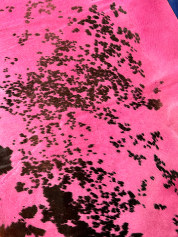 Speckled Cowhide Rug Dyed Pink Size: 7.7x7.7 feet D-228