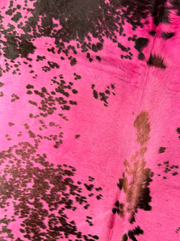 Speckled Cowhide Rug Dyed Pink Size: 7.7x7.7 feet D-228