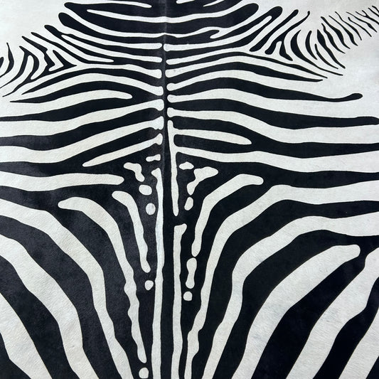 African Zebra Print Cowhide Rug (awesome quality) Size: 7x6.7 feet Z-204