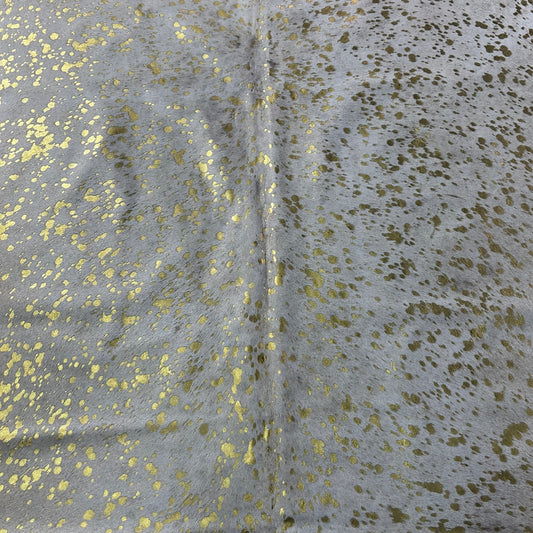 Gold Metallic Acid Washed Cowhide Rug Size: 7x6.2 feet Z-205