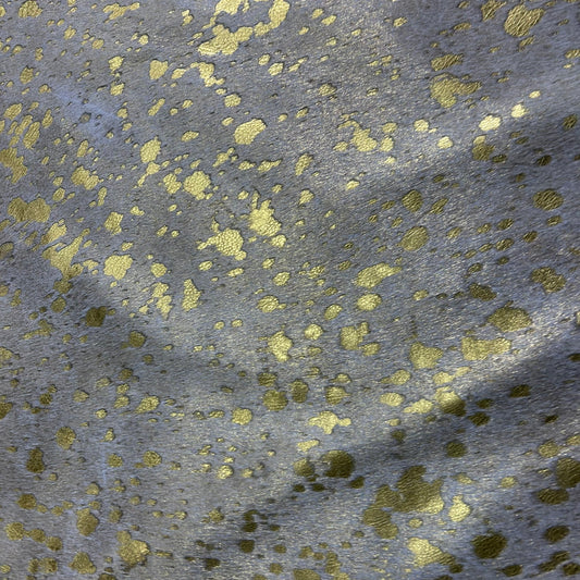 Gold Metallic Acid Washed Cowhide Rug Size: 7x6.5 feet Z-206