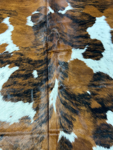 Beautiful Tricolor Cowhide Rug Size: 8x7 feet D-234