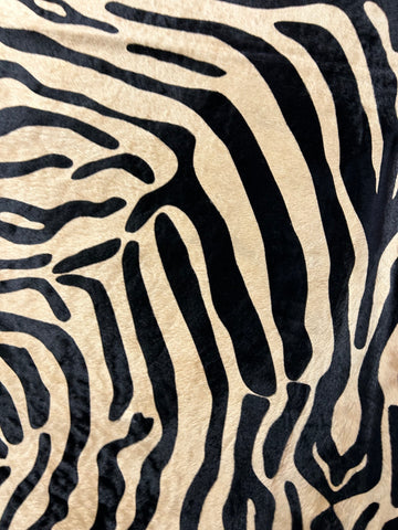 Upholstery Zebra Cowhide Rug with Beige Background & Black Stripes Size: 7x5.7 feet D-239