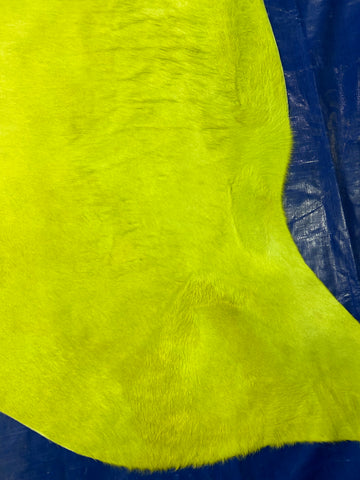 Dyed Lime Green Cowhide Rug (perfect quality) Size: 6.7x6.2 feet D-244