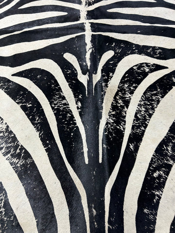 Vintage Zebra Print Cowhide Rug Size: 7.7x6 feet D-253