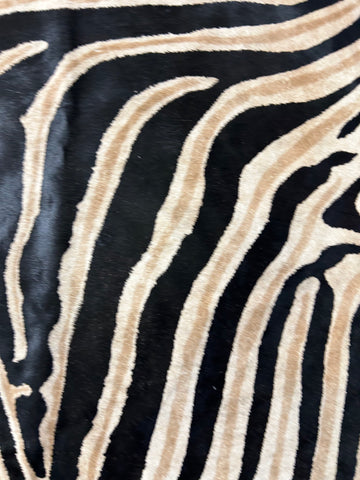 Dark Genuine Zebra Cowhide Rug Size: 7.2x6.2 feet D-254