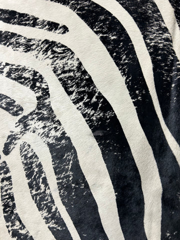 Vintage Zebra Print Cowhide Rug Size: 7.2x6 feet D-258